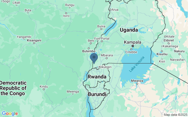 Kaart met locatie Bwindi Impenetrable National Park en Mgahinga National Park